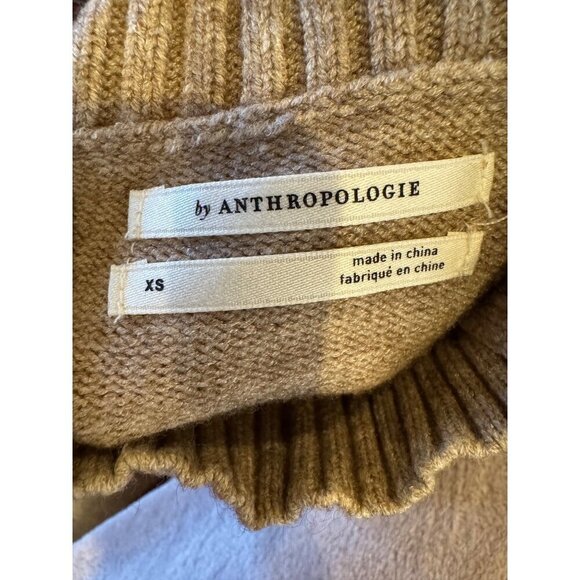 Anthropologie Sweater Women XS Beige Tan Knit Button Shoulder Margarita Tunic - Picture 9 of 11